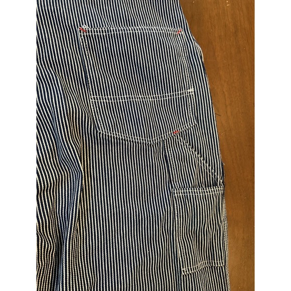 Round House Bib Overalls 38 X 32 Striped 100% Cotton Adjustable Straps - Picture 6 of 8